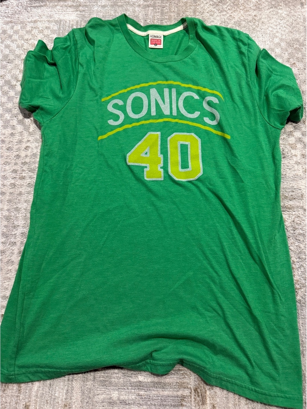 Homage Shawn Kemp Seattle Supersonics #40 Green T-Shirt Size L